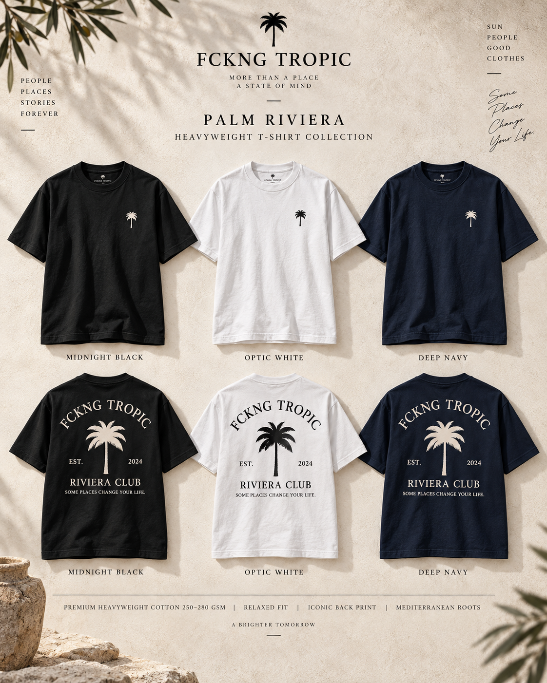 PALM RIVIERA Resort Tee — Men — front and back